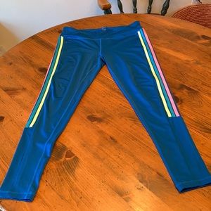 YoShion Athletic Pants Size XL Blue w/ Rainbow Stripe